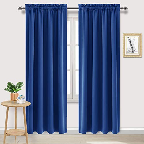 DWCN Blackout Curtains Room Darkening Thermal Insulated Bedroom Curtains Window Curtain Panels, 52 x 84 inches Long, Set of 2 Classic Blue Rod Pocket Drapes