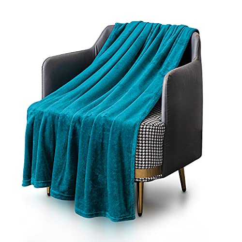 KEPLIN Luxury Flannel Blanket - Extra-Large Throw Bedspread - Soft, Cosy & Plush Microfiber Design for Duvet Covers & Quilts - Ideal for Adults & Kids Bedroom & Home - Queen (200x240cm) Teal