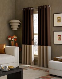Curtainworks Kendall Color Block Grommet Curtain Panel, 95 inch, Chocolate