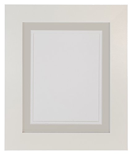 Metro White Photo Picture Poster Frame with Light Grey on White Double Mount 6 x 4 for Image Size 4.5 x 2.5 inch