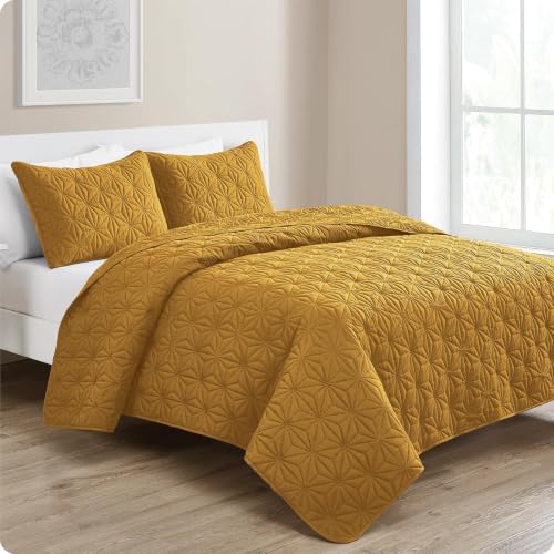 VCNY Home Reversible Matching Shams, Ultra-Soft & Wrinkle Resistant Bed Set, Medium-Weight Year Round Use, Gold (2025 Version), King