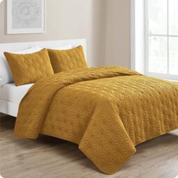 VCNY Home Reversible Matching Shams, Ultra-Soft & Wrinkle Resistant Bed Set, Medium-Weight Year Round Use, Gold (2025 Version), King
