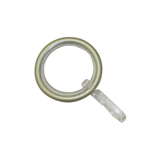 GARDINIA Curtain Rings Elba Pack of 10 Including Sliding Insert and Folding Hooks Diameter 29/38 mm Width 3.5 mm Metal Champagne