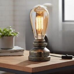 LEDSone Vintage Steampunk Pipe Table Lamp Brushed Copper E27 Desk Light