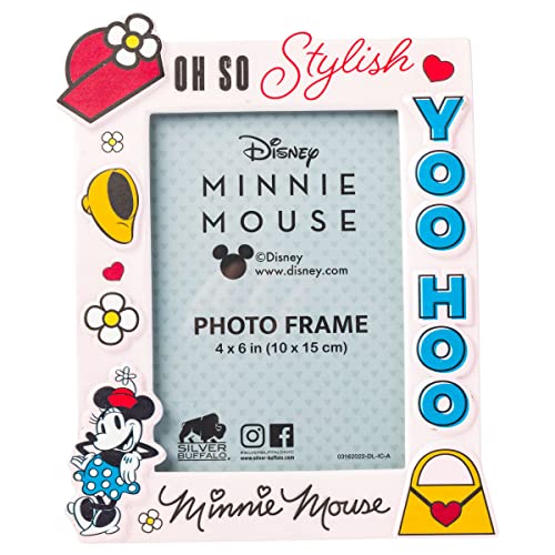 Silver Buffalo Disney Vintage Minnie Mouse Yoo Hoo Oh So Stylish Photo Picture Frame, Pink, 4 x 6 Inches