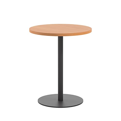 Office Hippo Circular Office Table, Sturdy & Robust Mid-Height Table Desk, Circular Work Table For Home Office, Versatile Desk Table For Canteen, Reception Area, 5 Year Guarantee - Beech / Black