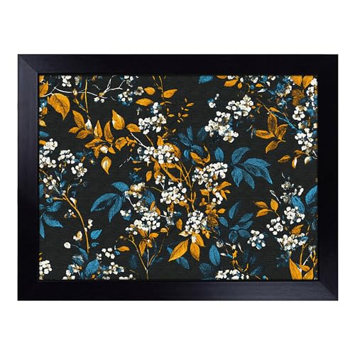 Lap Tray with Bean Bag Cushion, Pretty Floral Pattern - Handmade in the UK, Raised Wooden Edge, Padded Cushion, Heat-Resistant Wipe-Clean Surface, for Meals, Laptops and Crafts