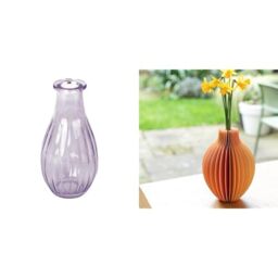 Talking Tables Lilac Glass Bud Vase for flowers, s & Talking Tables Honeycomb Paper Vase with Glass Via Table Decor Bundle