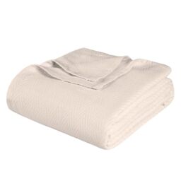 Superior 100% Cotton Blanket Oversized Throw, Woven Blanket for Couch, Bed, Bedding, Farmhouse, Home Essentials, Cute and Cozy Bohemian Blankets, Herringbone Weave, Full/Queen, Ivory