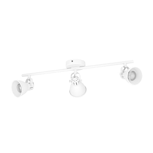 EGLO Seras 1 Ceiling Light 3-Bulb Industrial Modern Classic Steel Ceiling Spotlight Living Room Lamp in White Kitchen Lamp Spotlights with GU10 Socket