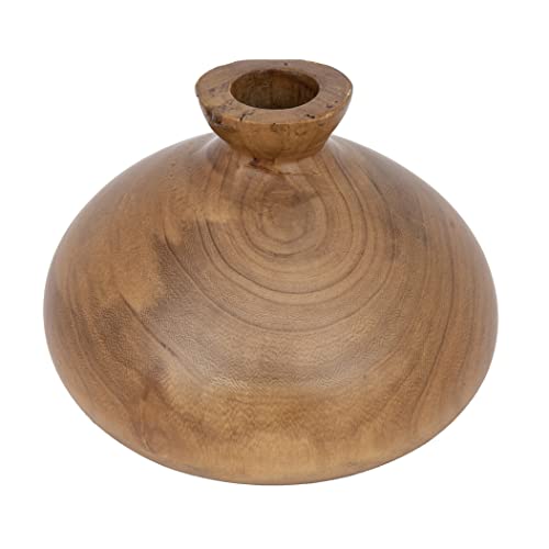 Creative Co-Op Decorative Paulownia Wood, Walnut Finish Vase, Brown