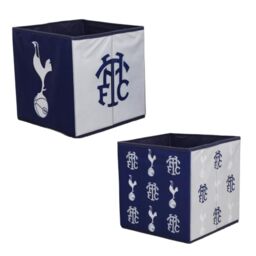 Tottenham Hotspur FC Officially Licensed Storage Boxes - 2 pack Foldable Storage Cubes - Football Merchandise - Perfect For Organising Children's Room, Kids Playroom - 30 x 30cm - Blue