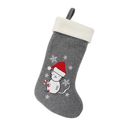 "BambooMN 1 Pc Set 18"" Classic Hand Embroidered Sequined Cute Animal Christmas Stocking, 13 Cat"