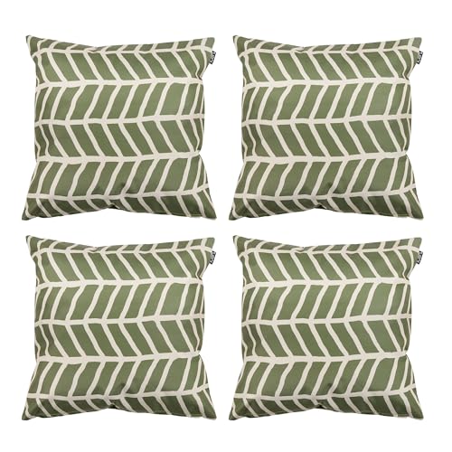 icon Outdoor Cushions Filled, Graphic Collection, Khaki, Set of 4, 43cm x 43cm, Water Resistant, Green Outdoor Cushions for Garden Furniture, Garden, Patio
