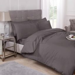 Emma Barclay 180 Thread Count Percale Duvet Set in Grey - Super King Bed