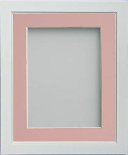 Frame Company Ainsworth Range White 14x11 inch Picture Photo Frame with Pink Mount for Image A4 * Choice of Sizes* Fitted with Real Glass