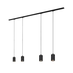 BRILONER - Track System Rail Complete Set, 4X GU10 Pendant, Feed, Track System Ceiling, Spotlight Rail, Ceiling lamp, Ceiling Light, Pendant lamp, Pendant Light 1.5m, Black