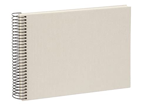 goldbuch Bella Vista 20723 Spiral Photo Album 24 x 17 cm Photo Album with 40 White Pages, Linen Memory Album, Photo Book for Pictures and Photos for Gluing, Sand Grey