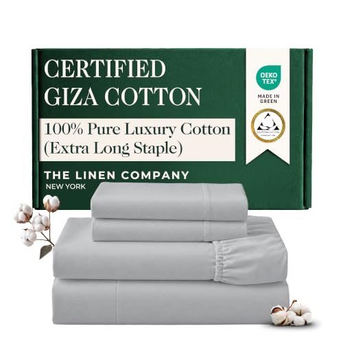 "Egyptian Cotton Blended Long Staple Full Size Sheet Set - 4Pcs, Light Grey - Extra Long Staple Blended Bedsheets - 16"" Deep Pocket, Oeko-TEX Certified, Skin Friendly & Breathable Sheets"