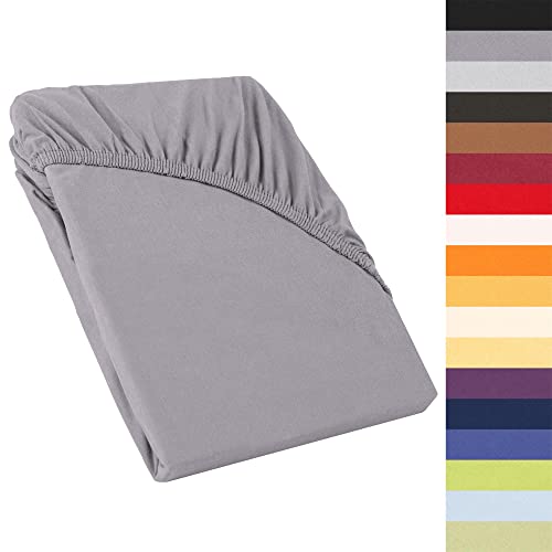 CelinaTex Perla Box Spring Bed Water Bed Topper Fitted Sheet 180 x 200-200 x 200 cm Dark Grey Jersey Mako Cotton 160 g/m² Bed Sheet