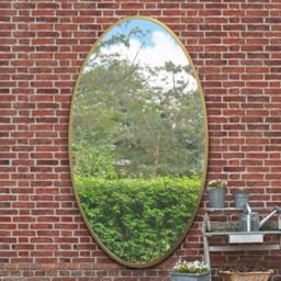 "MirrorOutlet The Ovale - Large Gold Framed Oval Pond Garden Wall Mirror 79"" X 44"" (200cm X 112cm) Silver Mirror Glass On A Black Backing."