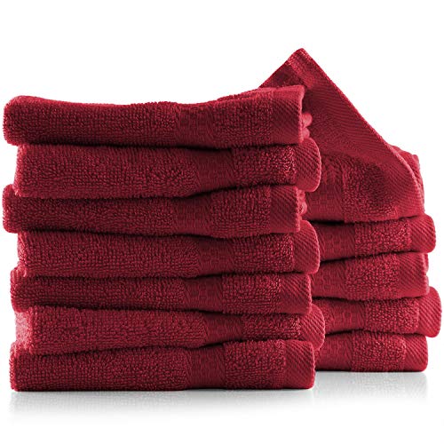 Hearth & Harbor 100% Ring Spun Cotton Washcloths 12 Pack - Washcloth for body and face, High Absorbent and Soft 33x33 cm Body Wash Cloth, Quick Dry - Black Washcloths