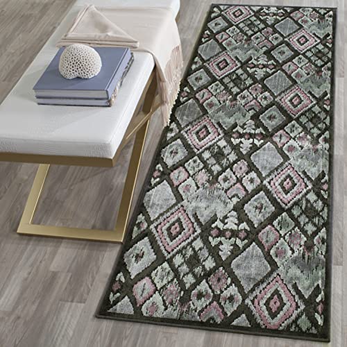 Safavieh Transitional Indoor Woven Rectangle Area Rug, Paradise Collection, PAR114, in Charcoal / Multi, 74 X 229 cm for Living Room, Bedroom or Any Indoor Space