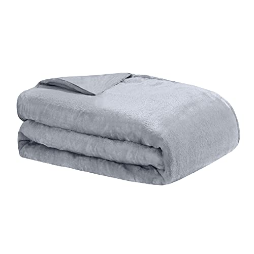 Dreamlab Amethyst and Quartz Crystal Cooling Reversible Weighted Blanket with Removable Cover, 15 Pounds, Grey