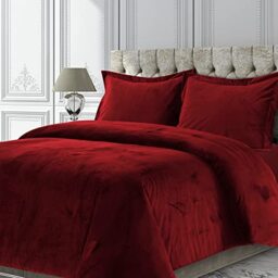 Tribeca Living VENICEDUVETTWBU Venice Velvet Oversized Solid Duvet Set, Twin, Burgundy
