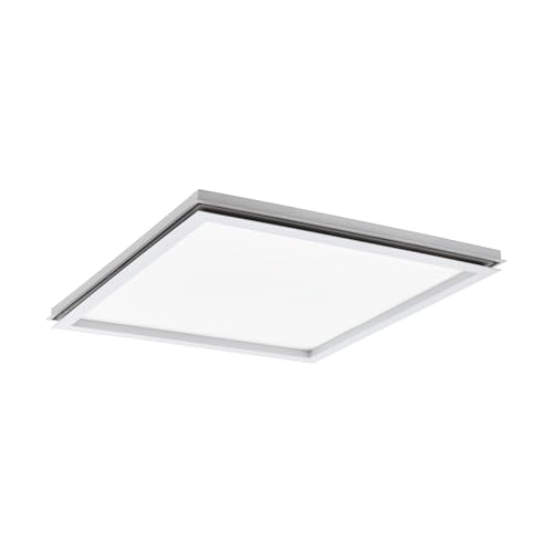 Eglo LED Flush Ceiling Light Lazaras, dimmable Lighting with Remote Control, Colour Changing (Warm, Neutral, Cool White, RGB) Living Room lamp Made of White Metal, Square Panel 18 inches