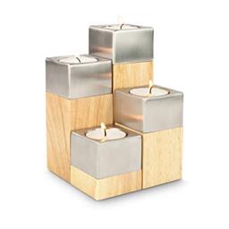 ROMINOX Tealight holder, wood, brown, 5 x 5 x 15.2 cm.