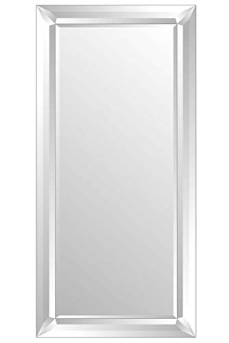 Barcelona Trading Modena Extra Large Venetian Leaner/wall Mirror With Veneer Edge Frame 30in x 66in,Silver,GL223-1