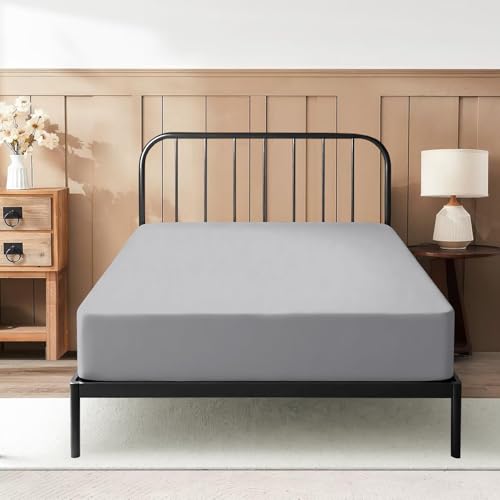"Cot Fitted Sheet 31 x 75 Inches 10"" Deep Pocket 100% Egyptian Cotton 600 Thread Count Snug Fit for Trifold Mattress, Narrow Twin, Camp Bunk, Guest Bed, Army Cot Soft & Breathable ??? Silver Grey"