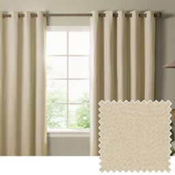 furn. The Ultimate Blackout Textured Eyelet Curtain Pair – Double Sided Woven Light Blocking Lined Curtains (Custard Cream – Width 229 x Drop 229cm)