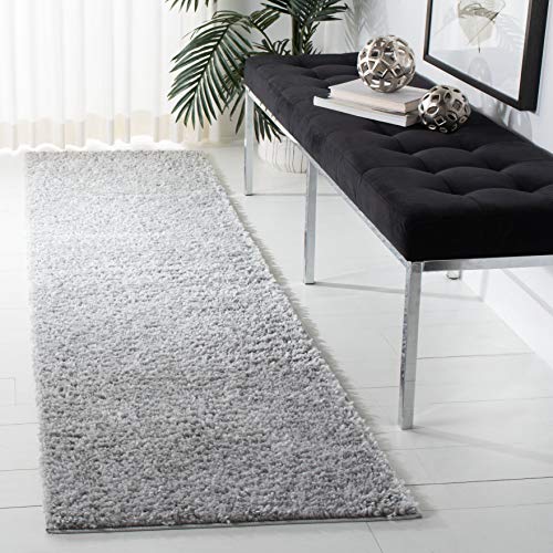 SAFAVIEH August Shag Collection Shaggy Rug for Living Room Dining Room Bedroom Short Pile Silver 30 x 72 Inch