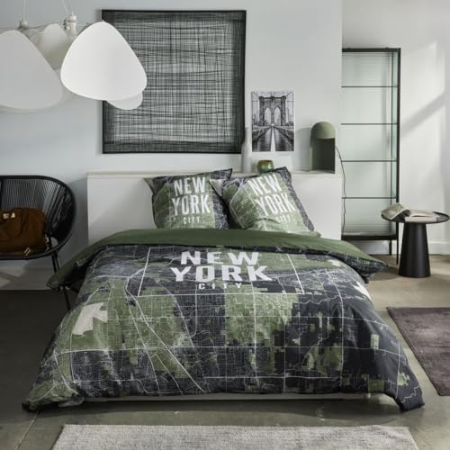 TODAY Double Duvet Cover Set, Cotton, Green, 220 x 240 cm