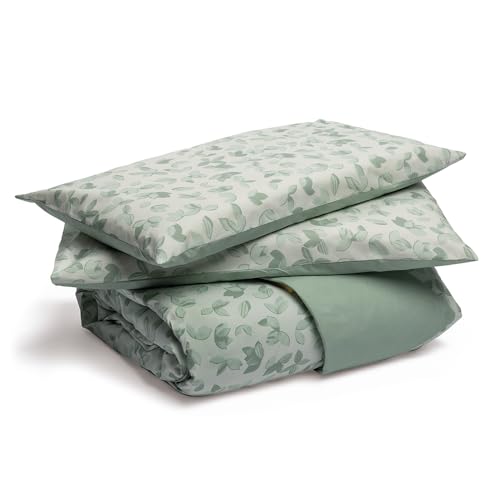 Foppapedretti Nuit & Nature Duvet Cover 2P 2P with 2 Pillowcases Sage Leaves 100% Cotton, Made in Italy