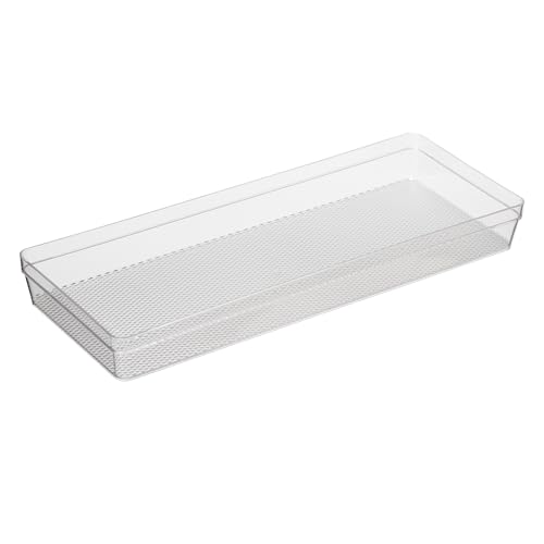 "Oggi Clear Drawer Organizer - 6"" X 15"" - Ideal for Organizing Kitchen Drawers, Office, Desk, Silverware, Kitchen Utensils, Cosmetics and Bathrooms"