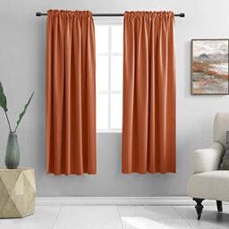 DONREN Terracotta Orange Female Bedroom Curtains 2 Panels Blackout Thermal Insulated Window Curtains 52x72 Inch Drop