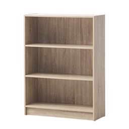 Timber Art Design UK 3 Tier Bookcase Open Tall Shelf Rack Contemporary Organizer Display Shelving Unit for Modern Living Room, Office Space, Study Room Furniture, Light Oak- W40 x H106 x D30cm