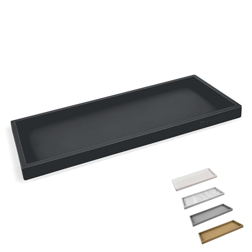 "Spacewiser Countertop and Vanity Tray - 11.7"" Silicone Bathroom Tray, Flexible Hand Dish Soap Holder for Kitchen, Bathroom Counter Organizer, Shower Toilet Tank Trays D??cor, Sink Makeup Mat Oil, Black"