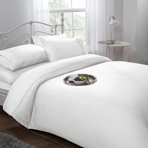 Emma Barclay Ritz 300 Thread Count Satin Stripe Duvet Set in White - Single Bed