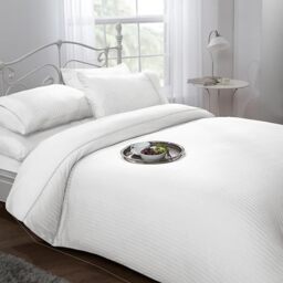 Emma Barclay Ritz 300 Thread Count Satin Stripe Duvet Set in White - Single Bed