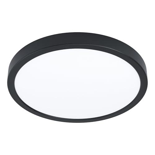 Eglo Connect.z Smart-Home LED Bathroom Ceiling Light Fueva 6-Z, Ø 38,9 cm, ZigBee, app and Alexa Voice Control, Light Colour (Warm White-Cold White), dimmable Ceiling lamp, Black, IP44