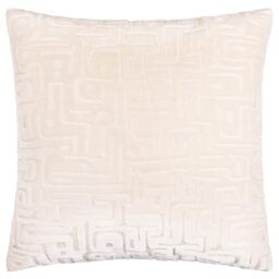 furn. Hoem Soren Feather Filled Cushion – Cut Velvet Abstract Geometric Textured Decorative Pillow (Chalk – 45x45cm)