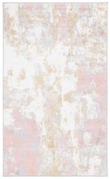 Safavieh Traditional Rug Ideal for High Traffic Areas - Machine Washable - Arizona Collection, Short Pile, in Pink and Grey, 91 X 152 cm