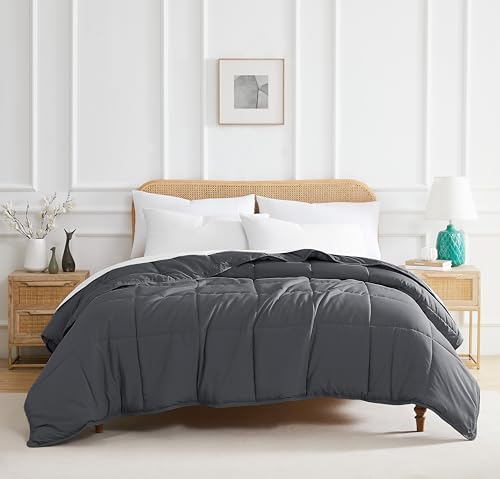 Southshore Fine Living, Inc. Oversized Grey Comforter King Size, Cozy and Soft, Pet Hair Resistant Bedding Comforters, California King Size Down Alternative Comforter Only, Slate Grey Comforters