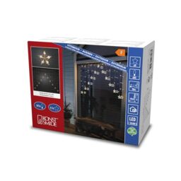 Konstsmide LED Curtain Fairy Lights/11 Clear Stars/85 Warm White Diodes/Outdoor or Indoor/Transparent Cable/Mains Powered/1.2m High x 1.4m Wide and 10m Lead