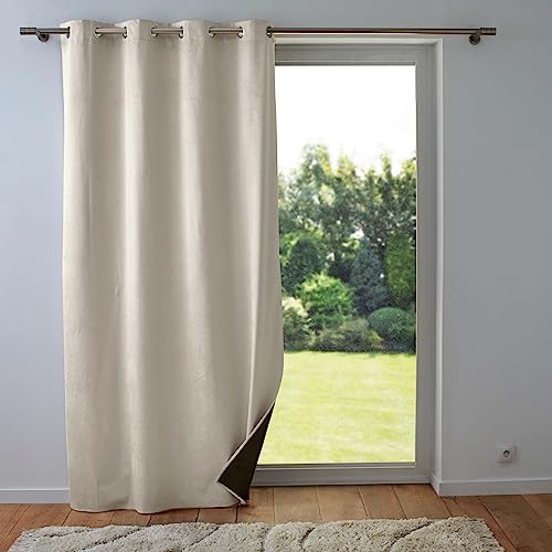 Douceur d'Intérieur, Curtain with Eyelets 140 x 260 cm Shadow Sand 100% Blackout Embossed Velvet