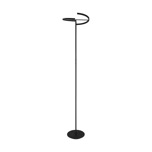 Eglo LED Floor lamp Castelpoto, Touch-dimmable floorlamp for Living Room, Adjustable uplighter, Standing Light Made of Black Steel, Warm White, 180 cm